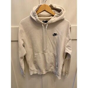 Men’s White Nike Club Hoodie Sweatshirt Swoosh Size Small